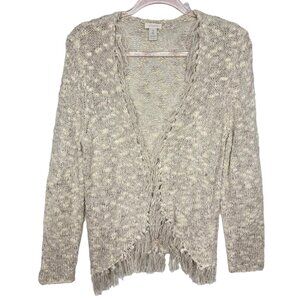 Chico's 2 Tassels Fringe Soft Wool Knit Kimono Sweater Cardigan Jacket